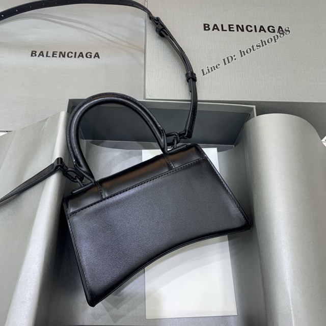 Balenciaga專櫃爆款女士mini號手提包 巴黎世家牙籤紋黑帶鑽沙漏包 fyj1791